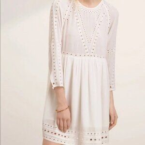 Aritzia Wilfred Loisel Eyelet Boho Dress- Tan- Size Medium